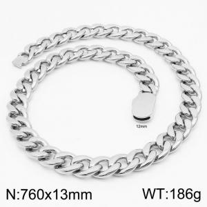 13mm Stainless Steel Chain Necklace Men's Silver Color Hip Hop Jewelry Gift - KN231524-Z