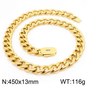 13mm Stainless Steel Chain Necklace Men's Gold Color Hip Hop Jewelry Gift - KN231525-Z