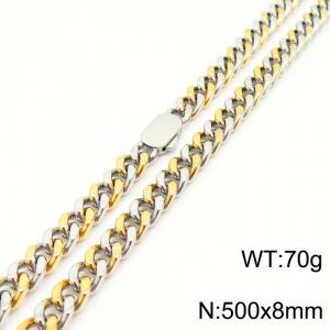 European and American personality creative stainless steel Cuban chain men's gold and silver necklace - KN231589-Z