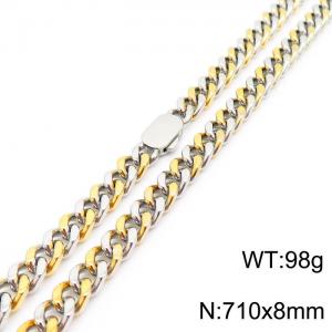 European and American personality creative stainless steel Cuban chain men's gold and silver necklace - KN231593-Z