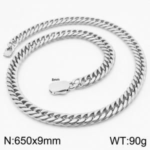 9mm Stainless Steel Cuban Chain Necklace For Men Women Silver Color Shiny Jewelry - KN231627-Z