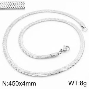 Women's Silver 4x450mm Herringbone Flat Snake Chain Stainless Steel Necklace - KN231804-Z