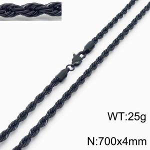Black 700x4mm Rope Chain Stainless Steel Necklace - KN231963-Z
