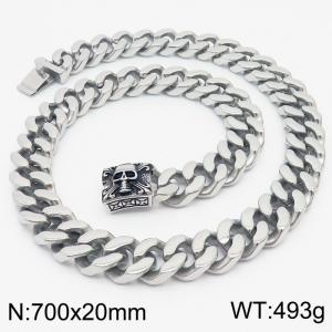 Classic four-sided stainless steel skull Cuban chain necklace for men - KN232325-KJX