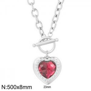 Stainless Steel Stone & Crystal Necklace - KN232328-Z
