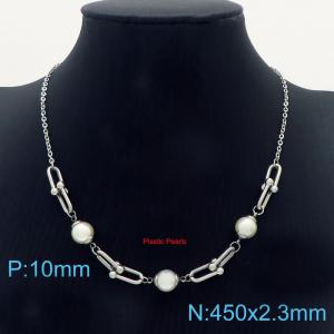 Stainless steel bead necklace - KN232360-Z