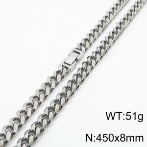 Stainless steel 450x8mm cuban chain fashional clasp classic silver necklace - KN232779-ZZ