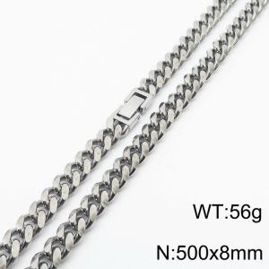 Stainless steel 500x8mm cuban chain fashional clasp classic silver necklace - KN232780-ZZ