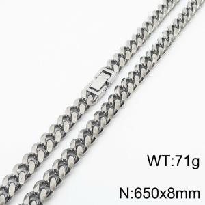 Stainless steel 650x8mm cuban chain fashional clasp classic silver necklace - KN232783-ZZ