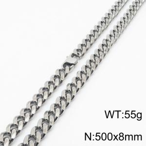 Stainless steel 500x8mm cuban chain special clasp classic silver necklace - KN232787-ZZ