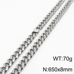 Stainless steel 650x8mm cuban chain special clasp classic silver necklace - KN232790-ZZ