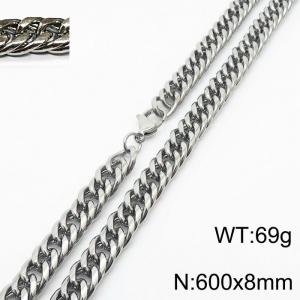600X8mm Men Cuban Chain Necklace with Casual Lobster Clasp - KN232824-ZZ