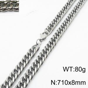 710X8mm Men Cuban Chain Necklace with Casual Lobster Clasp - KN232826-ZZ