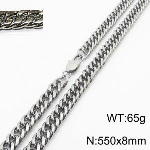 550X8mm Men Cuban Chain Bracelet with Rectangular Lobster Clasp - KN232830-ZZ