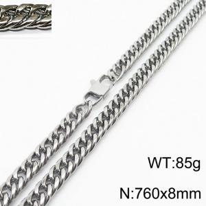 760X8mm Men Cuban Chain Necklace with Modified Lobster Clasp - KN232841-ZZ