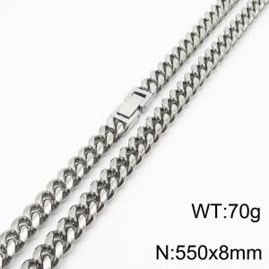 550x8mm Stainless Steel 304 Cuban Curb Chain Necklace Men Fashion Party Jewelry - KN232865-ZZ