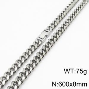 600x8mm Stainless Steel 304 Cuban Curb Chain Necklace Men Fashion Party Jewelry - KN232866-ZZ