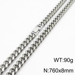 760x8mm Stainless Steel 304 Cuban Curb Chain Necklace Men Fashion Party Jewelry - KN232869-ZZ