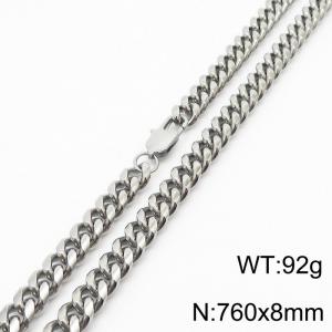 760x8mm Stainless Steel 304 Cuban Curb Chain Necklace Men Fashion Party Jewelry - KN232876-ZZ