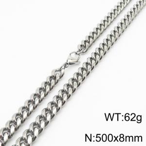500x8mm Stainless Steel 304 Cuban Chain Necklace Males Jewelry With Classic Lobster Clasp - KN232878-ZZ
