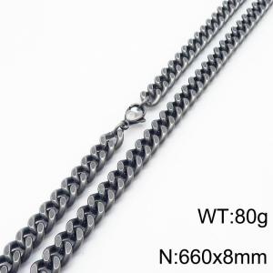 Men Retro 660X8mm Stainless Steel Grey Cuban Chain Necklace - KN233162-KFC