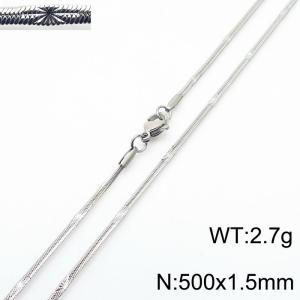 500x1.5mm Silver Color Stainless Steel Herringbone Necklace with Special Marking - KN233315-Z