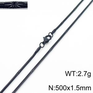 500x1.5mm Black Color Stainless Steel Herringbone Necklace with Special Marking - KN233323-Z