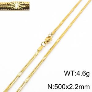 500x2.2mm Gold Plating Stainless Steel Herringbone Necklace with Special Marking - KN233331-Z