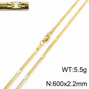 600x2.2mm Gold Plating Stainless Steel Herringbone Necklace with Special Marking - KN233333-Z
