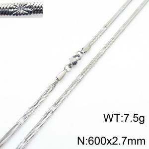 600x2.7mm Silver Color Stainless Steel Herringbone Necklace with Special Marking - KN233341-Z