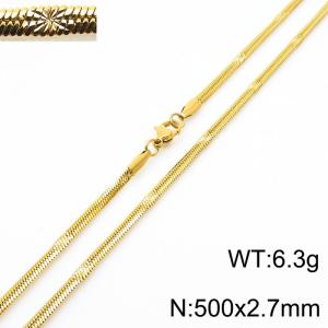 500x2.7mm Gold Plating Stainless Steel Herringbone Necklace with Special Marking - KN233343-Z