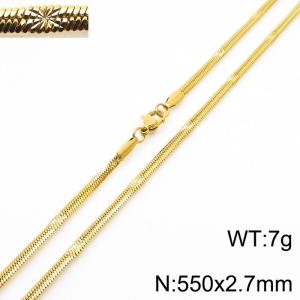 550x2.7mm Gold Plating Stainless Steel Herringbone Necklace with Special Marking - KN233344-Z