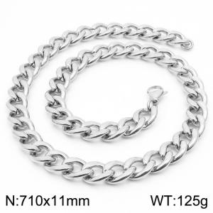11mm Silver Color Stainless Steel Chain Necklace Men's Fashion Simple Jewelry - KN233542-Z
