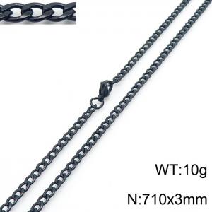 3mm Black Stainless Steel Chain Necklace For Women Men Fashion Jewelry - KN233549-Z