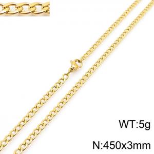 3mm Gold Color Stainless Steel Chain Necklace For Women Men Fashion Jewelry - KN233551-Z