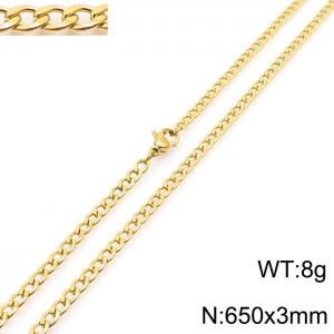 3mm Gold Color Stainless Steel Chain Necklace For Women Men Fashion Jewelry - KN233555-Z