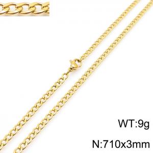 3mm Gold Color Stainless Steel Chain Necklace For Women Men Fashion Jewelry - KN233556-Z