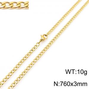3mm Gold Color Stainless Steel Chain Necklace For Women Men Fashion Jewelry - KN233557-Z