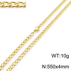 4mm Gold Color Stainless Steel Chain Necklace For Women Men Fashion Jewelry - KN233567-Z