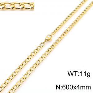 4mm Gold Color Stainless Steel Chain Necklace For Women Men Fashion Jewelry - KN233568-Z