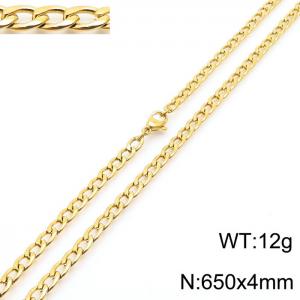 4mm Gold Color Stainless Steel Chain Necklace For Women Men Fashion Jewelry - KN233569-Z
