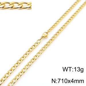 4mm Gold Color Stainless Steel Chain Necklace For Women Men Fashion Jewelry - KN233570-Z