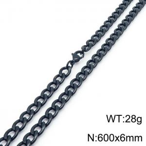 Stylish 6mm stainless steel Black NK Necklace - KN233589-Z