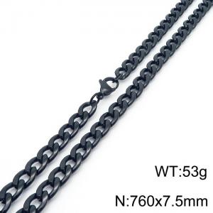 Stylish 7.5mm Stainless Steel Black NK Necklace - KN233606-Z