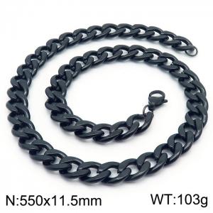 Stylish 11.5mm Stainless Steel Black NK Necklace - KN233630-Z