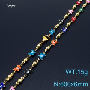 600mm Personality Colour Butterfly Eye 18K Gold Plated Copper Beads Creative Necklaces Jewelry - KN233676-Z