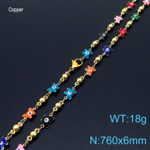 760mm Personality Colour Butterfly Eye 18K Gold Plated Copper Beads Creative Necklaces Jewelry - KN233679-Z