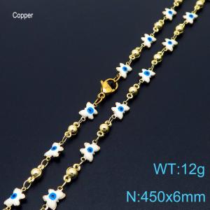 450mm Fashion White Butterfly Eye 18K Gold Plated Copper Beads Creative Necklaces Women Jewelry - KN233680-Z