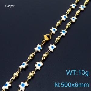 500mm Fashion White Butterfly Eye 18K Gold Plated Copper Beads Creative Necklaces Women Jewelry - KN233681-Z