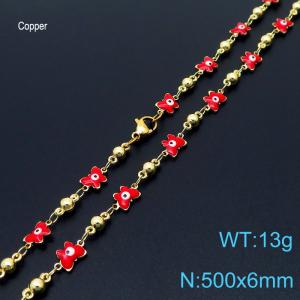 500mm Fashion Red Butterfly Eye 18K Gold Plated Copper Beads Creative Necklaces Women Jewelry - KN233695-Z